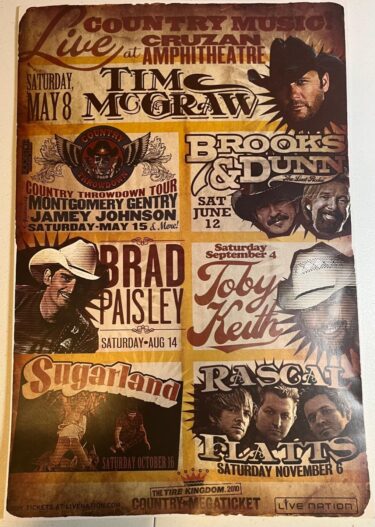 2010 Live Nation's Tire Kingdom Country Megaticket Concert Poster