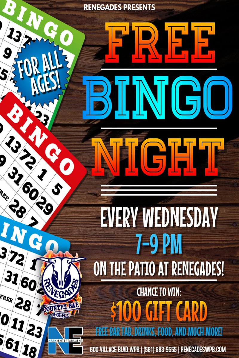 Bingo Night on the Patio at Renegades - West Palm Beach