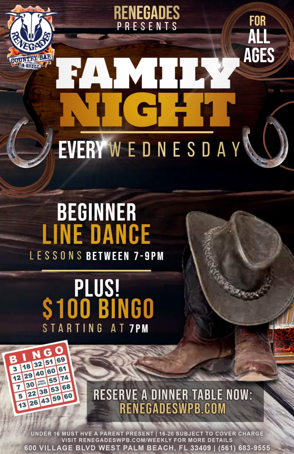 Family Night w/ Beginners Line Dancing at Renegades - West Palm Beach