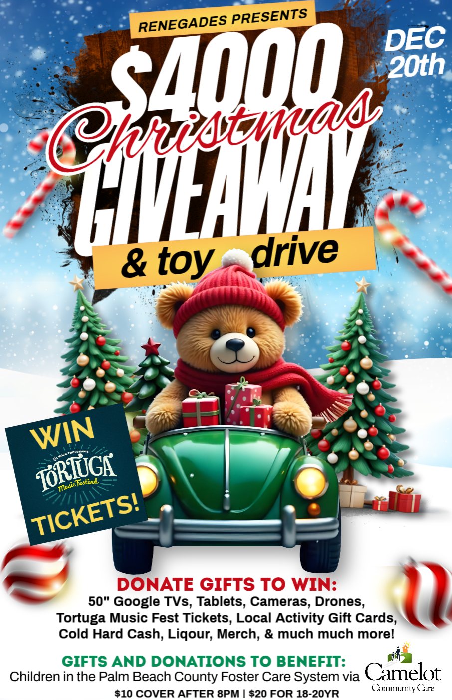 $4,000 Christmas Giveaway and Toy Drive at Renegades - West Palm Beach