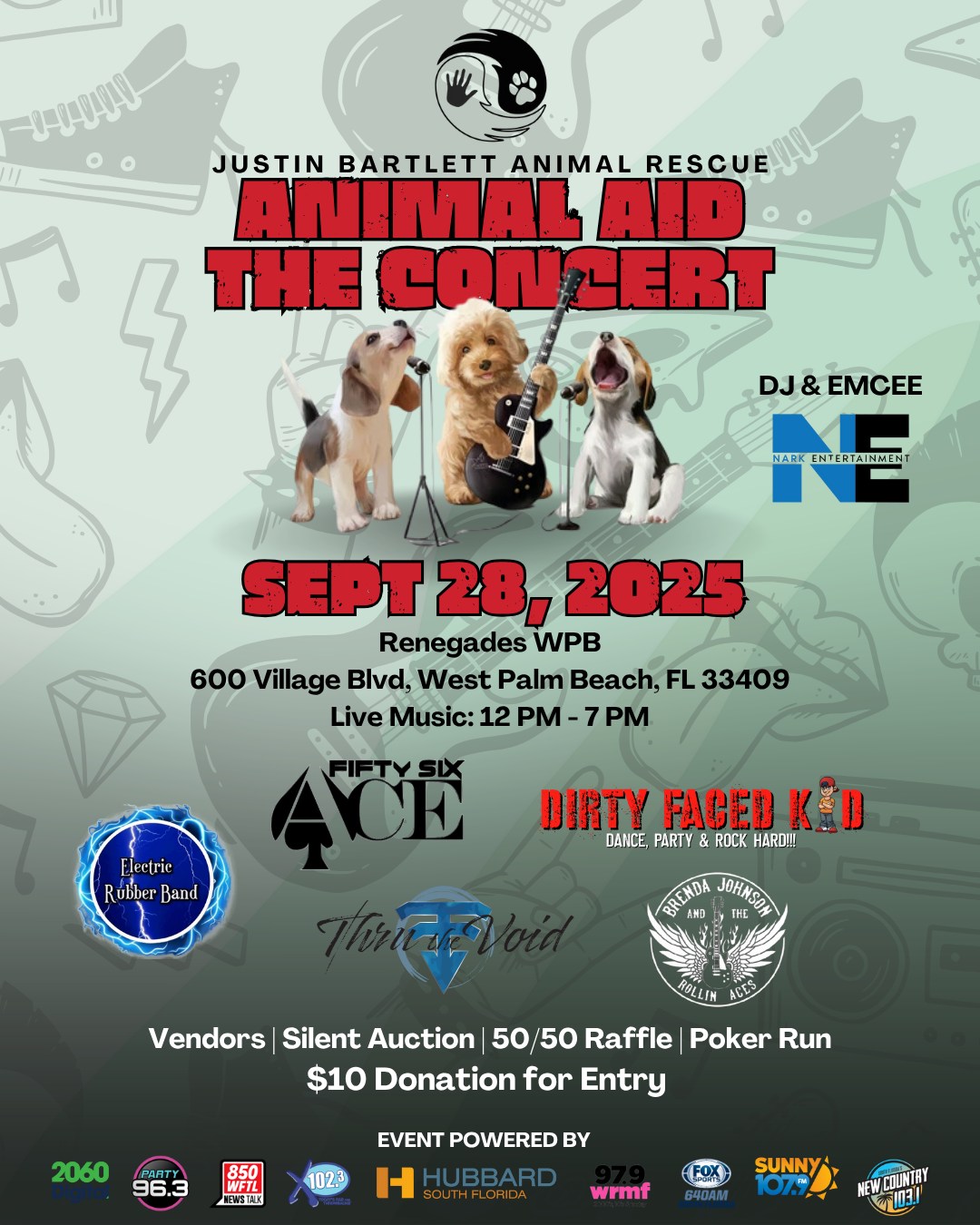 Justin Bartlett Animal Rescue Animal Aid the Concert at Renegades - West Palm Beach