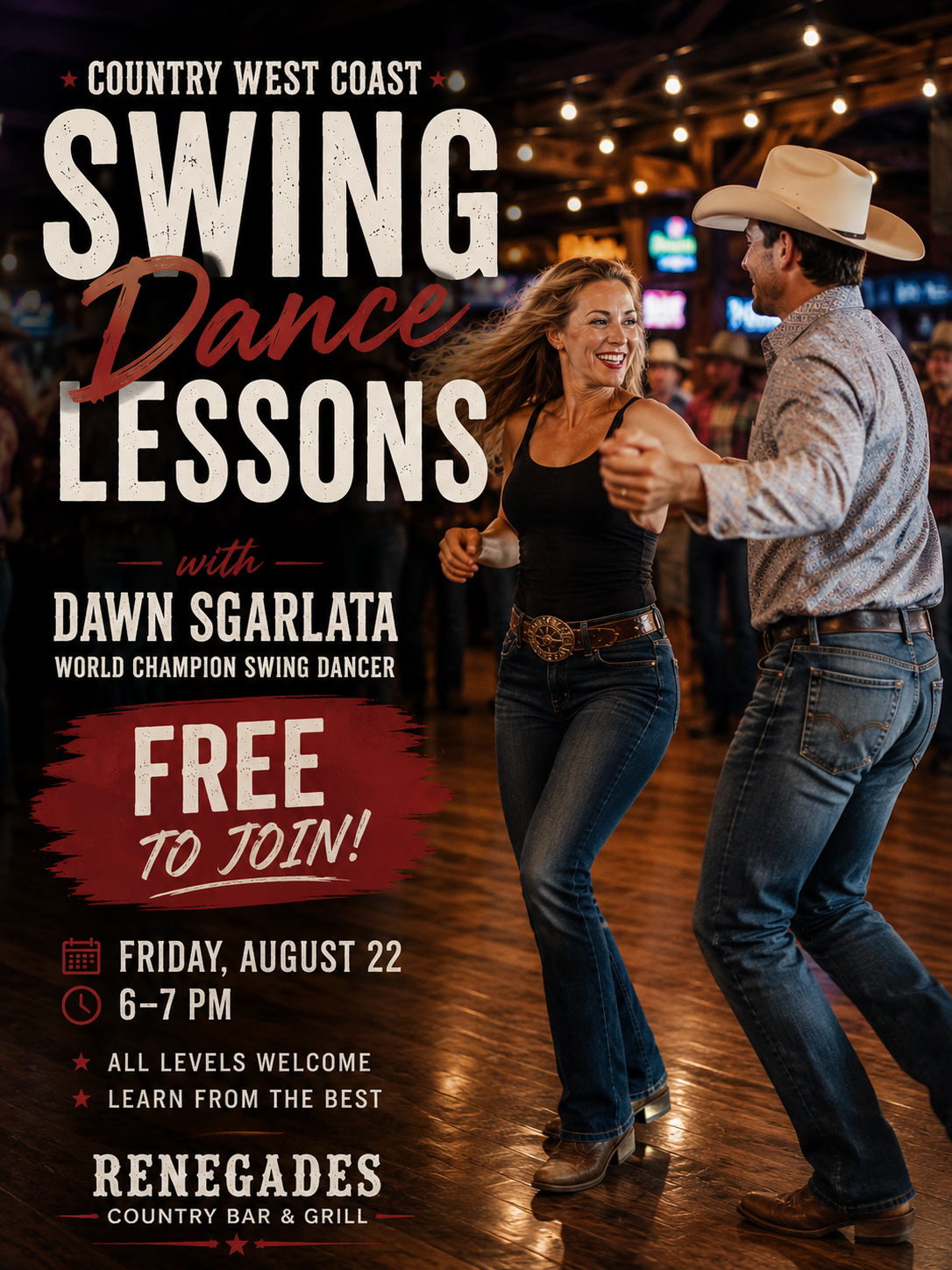 Country West Coast Swing Dance Lessons at Renegades - West Palm Beach