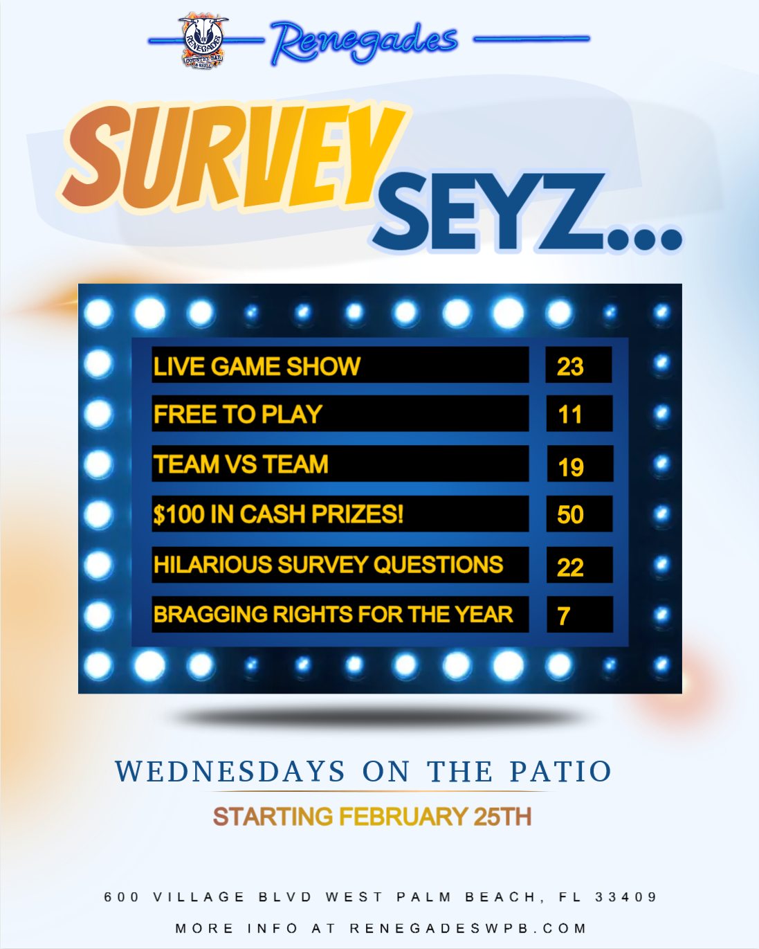 Survey Seyz Trivia at Renegades - West Palm Beach