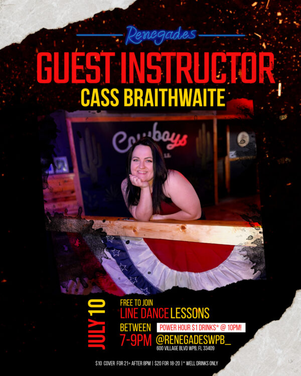 Guest Line Dance Instructor Cass Braithwaite at Renegades - West Palm Beach