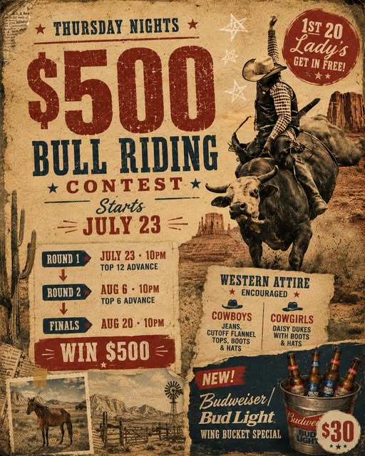 Bull Riding Contest at The Round Up - Davie